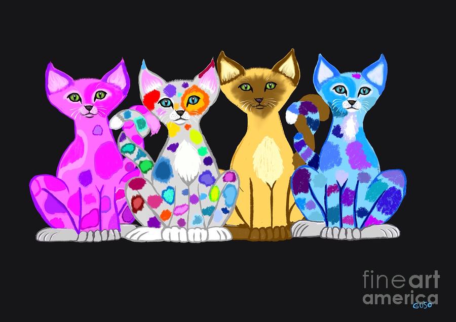 Colorful Kitties Painting by Nick Gustafson