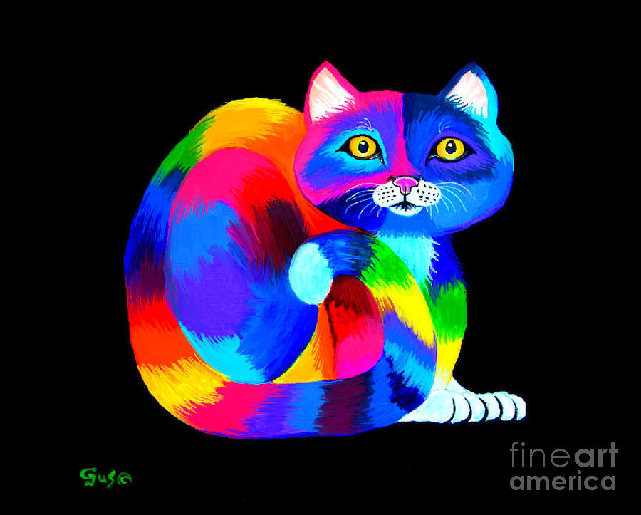 Colorful Kitty Cat Painting by Nick Gustafson