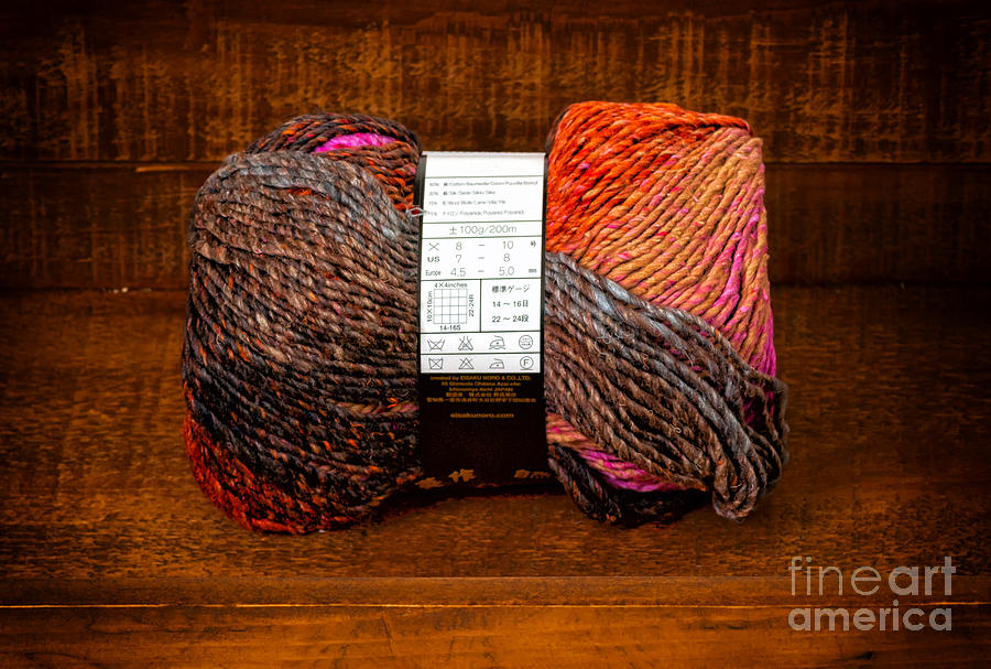 Colorful knitting yarn in a wooden box Photograph by Les Palenik