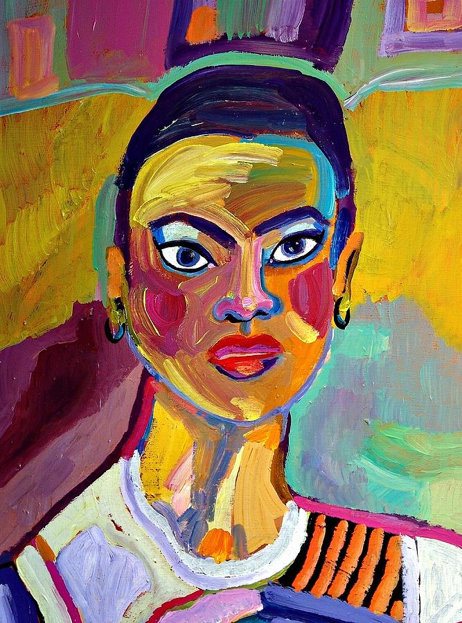 Portrait Mixed Media - Colorful Lady by Janet Ashworth