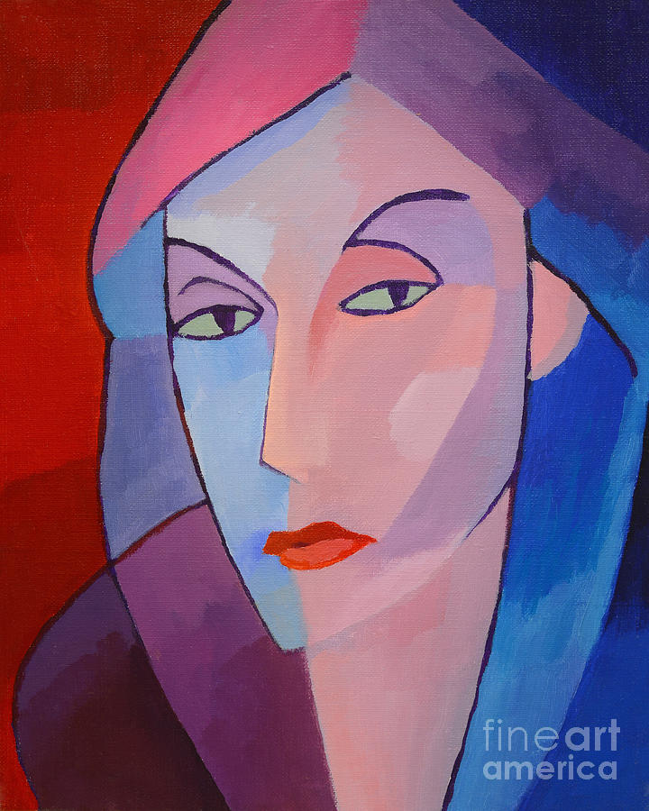Portrait Painting - Colorful Lady by Lutz Baar