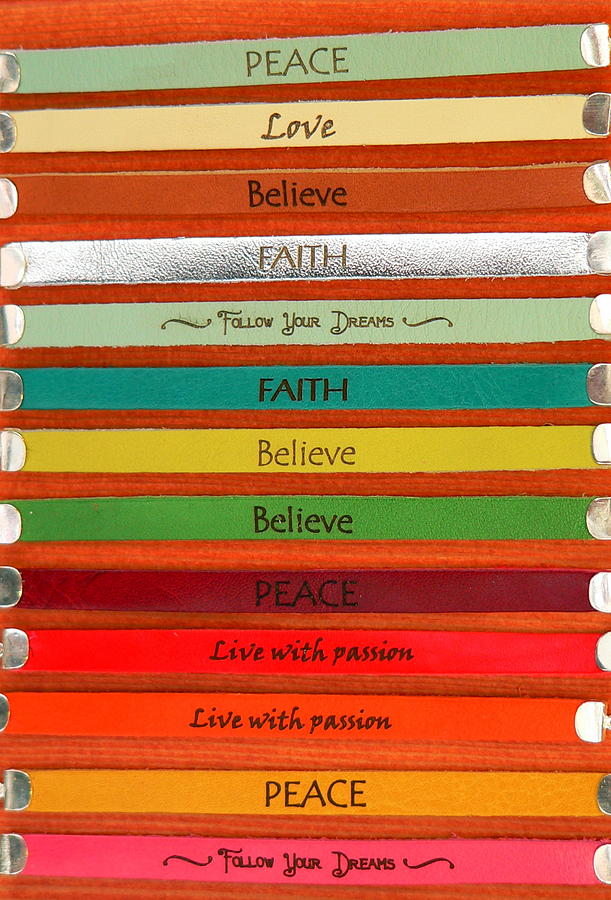 Colorful Leather Word Bracelets Photograph by Jeff Lowe