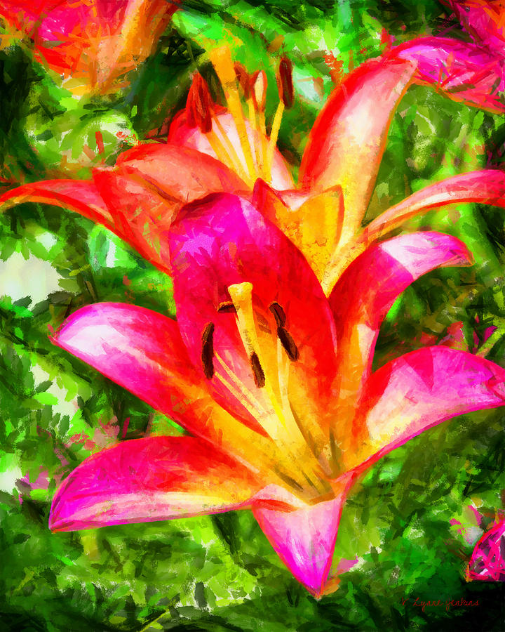 Colorful Lilies Painted Photograph by Lynne Jenkins