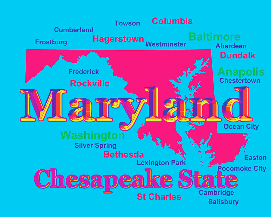 Colorful Maryland State Pride Map Silhouette  Photograph by Keith Webber Jr
