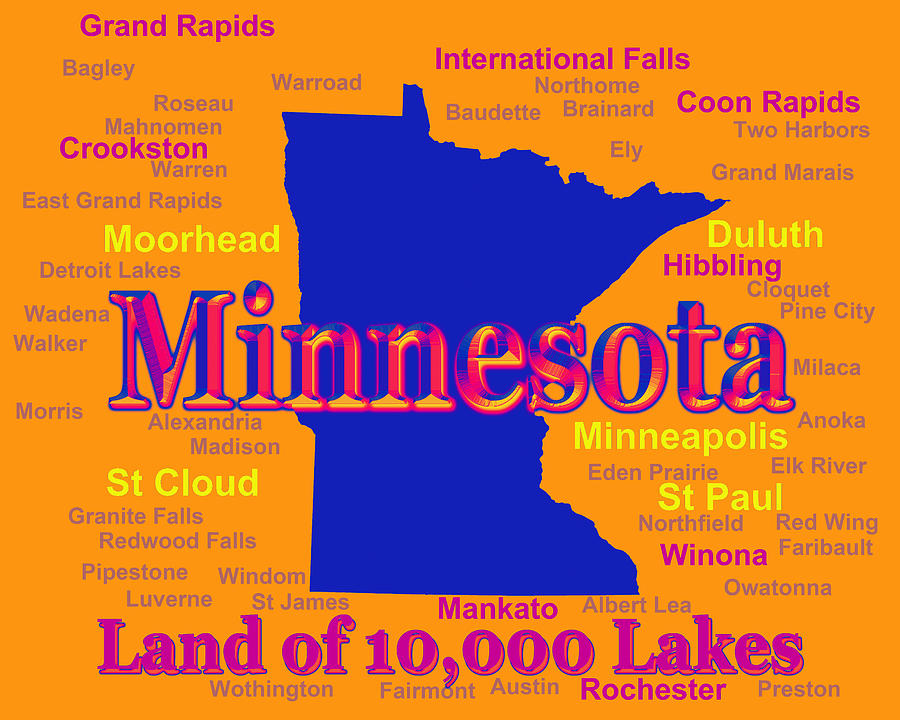 Colorful Minnesota State Pride Map Silhouette  Photograph by Keith Webber Jr
