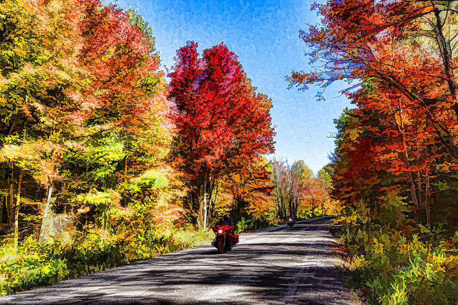 Colorful Motorcycle Ride - Impressions Of Fall Digital Art by Georgia Mizuleva