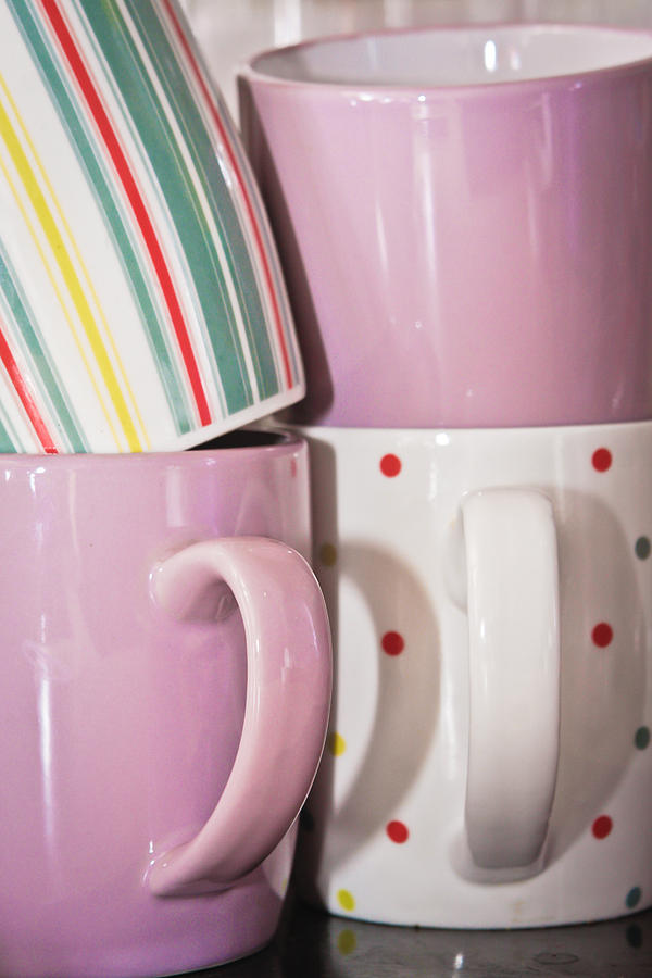 Coffee Photograph - Colorful mugs by Tom Gowanlock