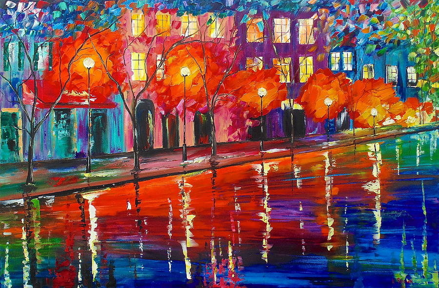 Colorful Night Painting by Kevin  Brown