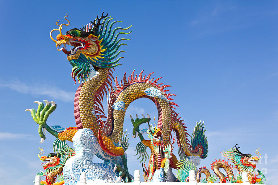 Colorful Of Dragon Statue Photograph by Tosporn Preede
