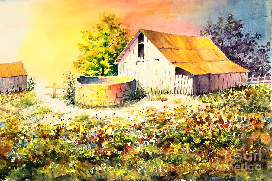 Colorful Old Barn Painting by Pattie Calfy