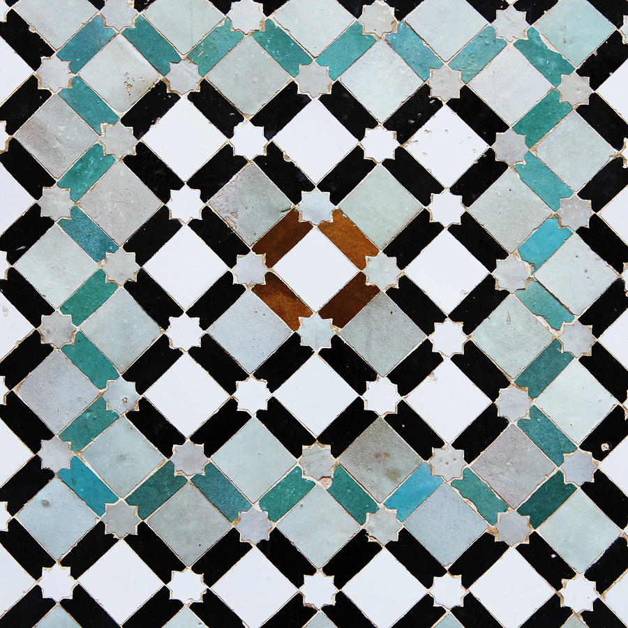 Colorful old tiles from Meknes medina in Morocco Photograph by Lubilub