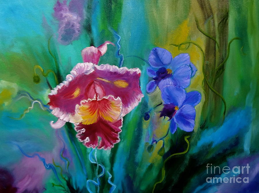 Colorful Orchids of Hawaii Painting by Jenny Lee