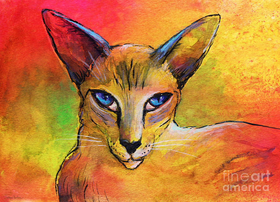 Colorful Oriental shorthair Cat painting Painting by Svetlana Novikova