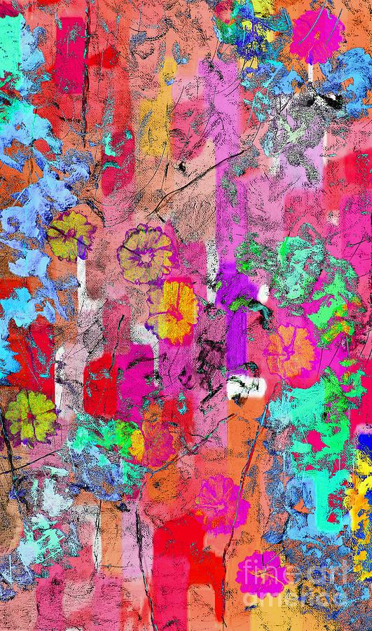 Colorful Abstract Overlay on Flowers Painting by Barbara A Griffin