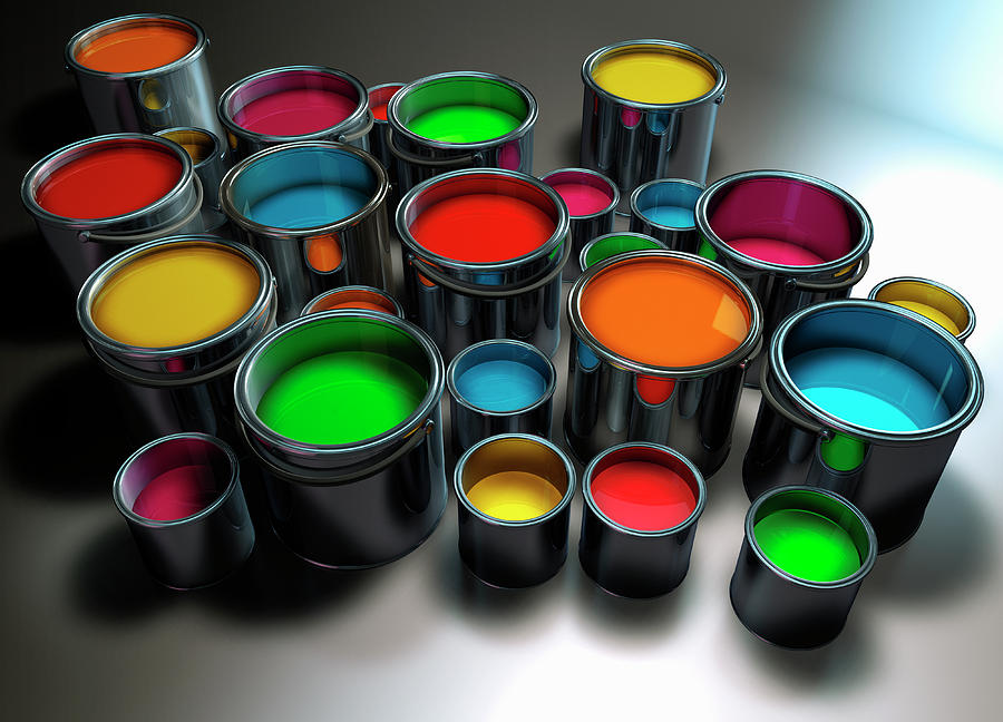 Colorful Paint In Big And Small Paint Photograph by Ikon Ikon Images