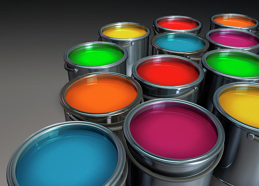 Colorful Paint In Paint Cans Photograph by Ikon Ikon Images