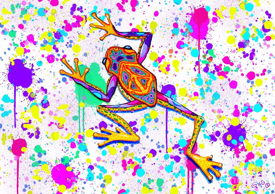 Colorful Painted Peace Frog Painting by Nick Gustafson