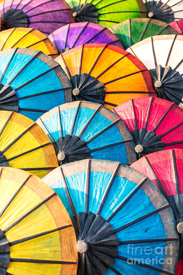 Colorful paper umbrellas - Laos Photograph by Matteo Colombo