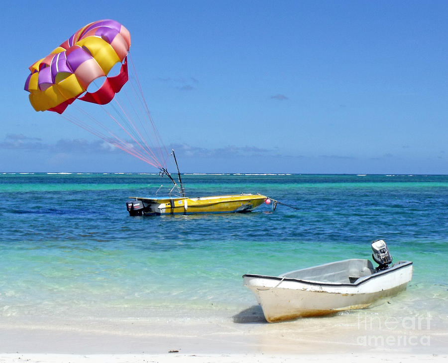 Colorful Parachute - Waiting to Parasail Photograph by Val Miller