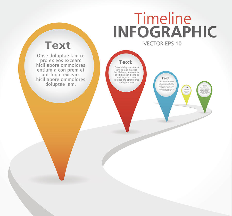 Colorful path Timeline infographic with graph comparison Drawing by JDawnInk
