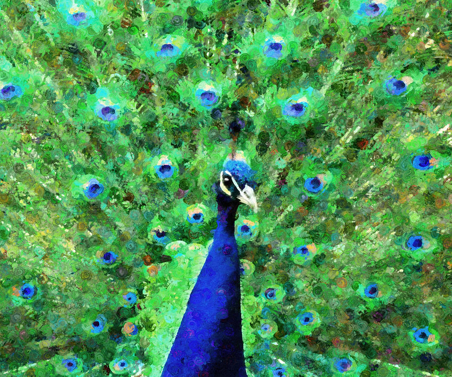 Peacock Mixed Media - Colorful Peacock Expressionism by Georgiana Romanovna
