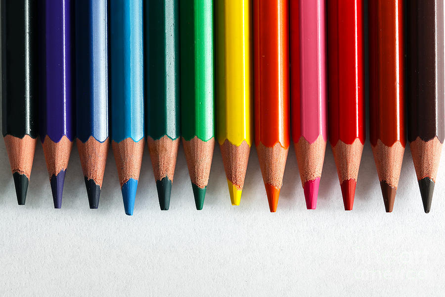 Crayon Photograph - Colorful pencils arranged as a color pallete by Michal Bednarek
