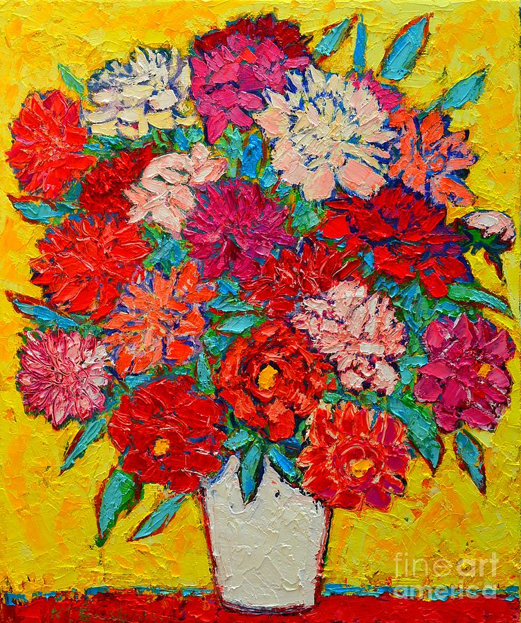 Colorful Peonies Painting by Ana Maria Edulescu