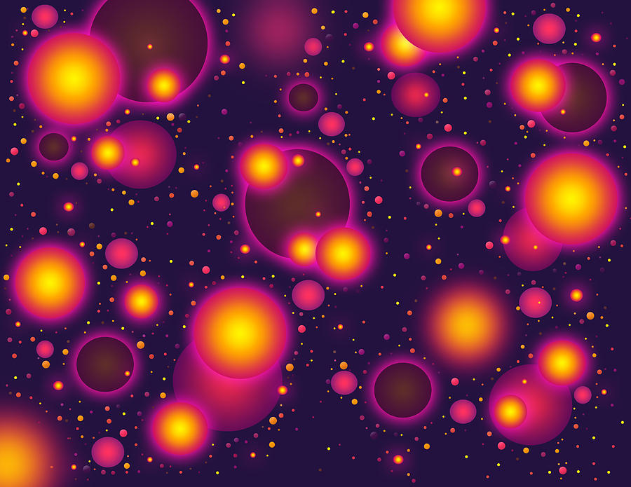 Colorful Pink Purple And Yellow Ball Pattern Abstract Digital Art