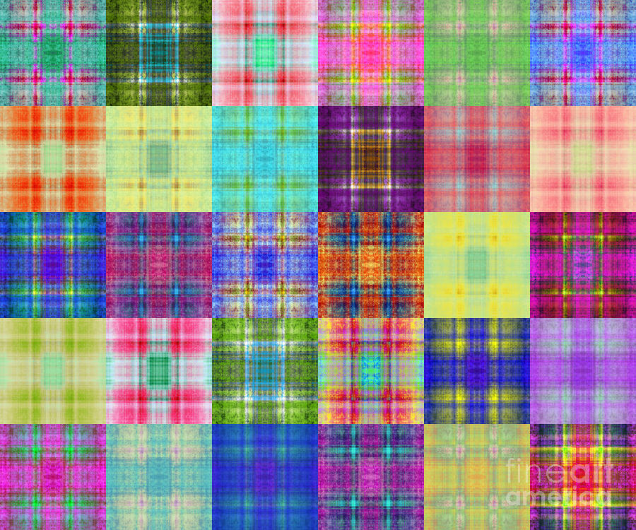 Colorful Plaid Diptych Panel 1 Digital Art by Andee Design