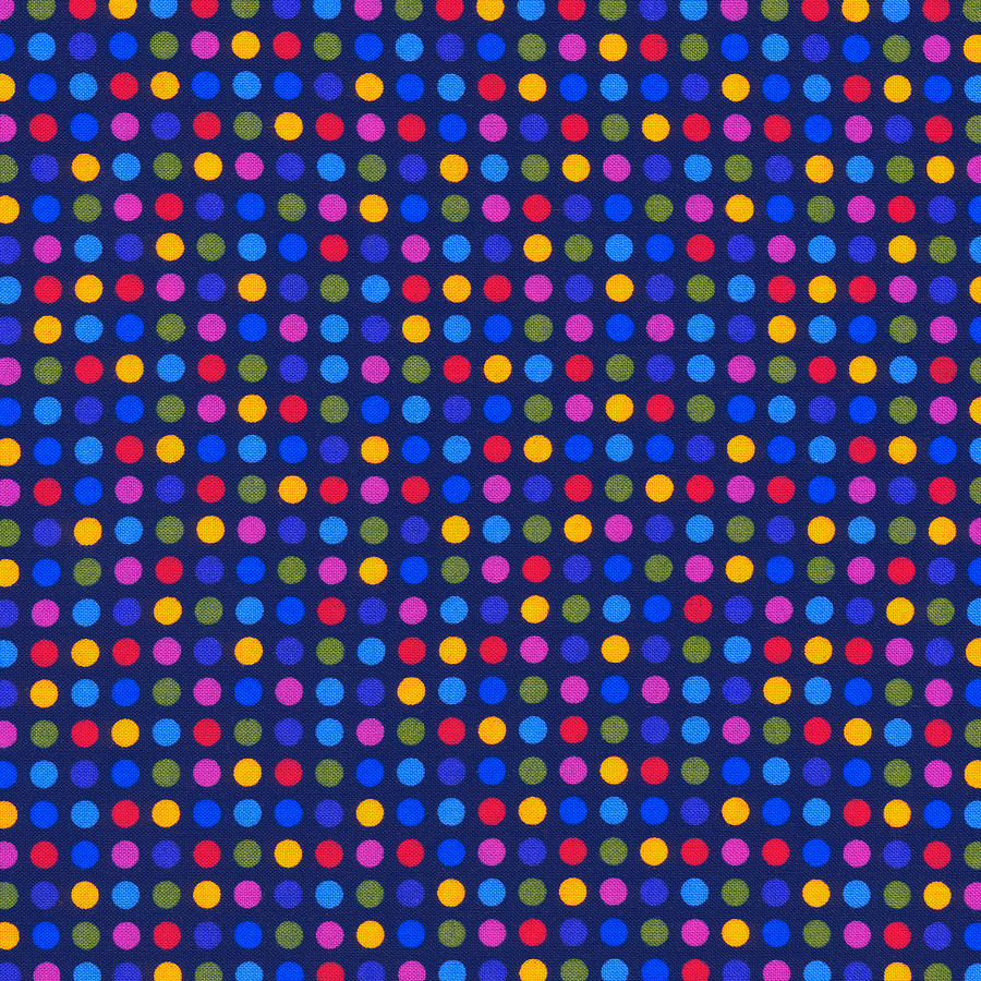 Colorful Polka Dots On Dark Blue Fabric Background Photograph by Keith Webber Jr