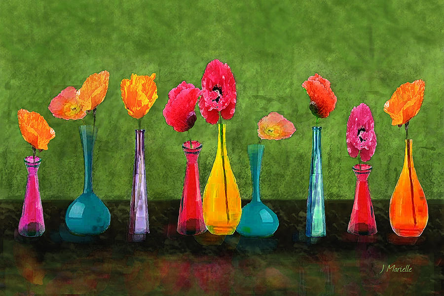 Flower Digital Art - Colorful Poppies by J Marielle