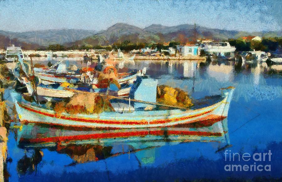 Colorful boats #2 Painting by George Atsametakis