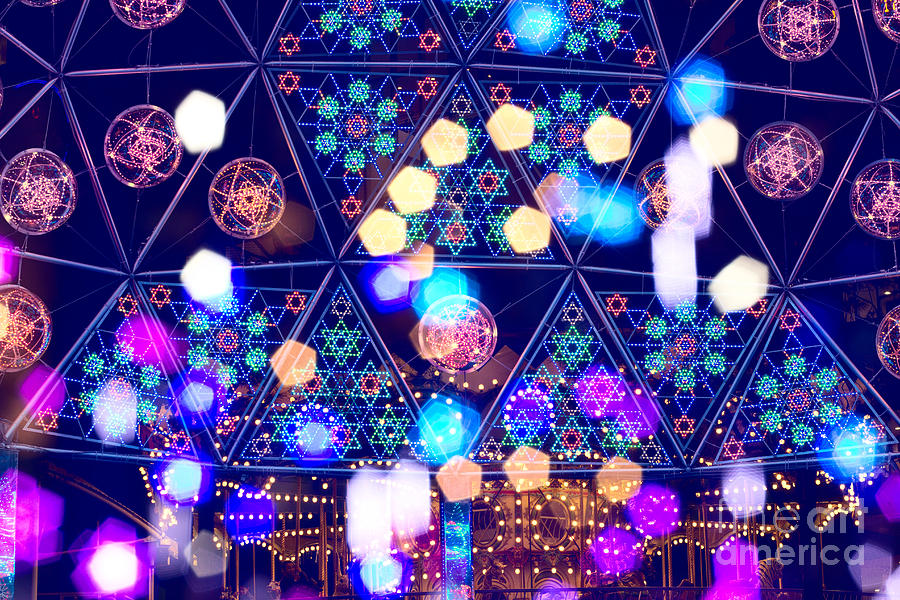 Colorful Psycedelic Lights and Shapes at Amusement Park Photograph by Beverly Claire Kaiya
