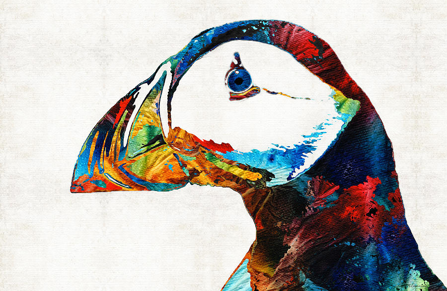 Puffin Painting - Colorful Puffin Art By Sharon Cummings by Sharon Cummings Puffin Painting - Colorful Puffin Art By Sharon Cummings by Sharon Cummings