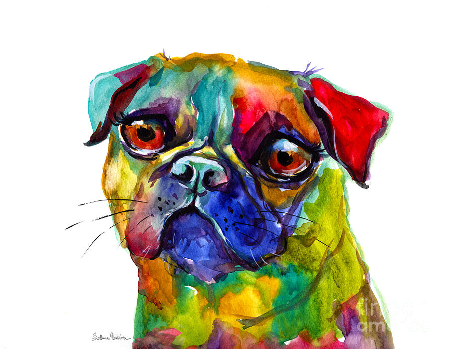 Colorful Pug dog painting  Painting by Svetlana Novikova