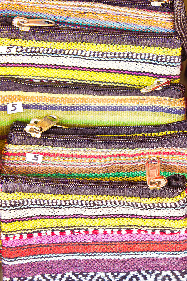 Pattern Photograph - Colorful purses by Tom Gowanlock