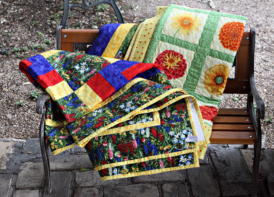 Brick Photograph - Colorful Quilts by Linda Phelps