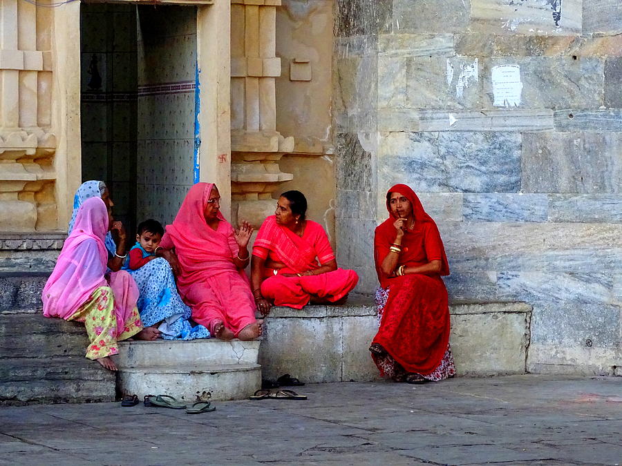 Colorful Rajasthani Women in Udaipur Temple India Photograph by Sue Jacobi
