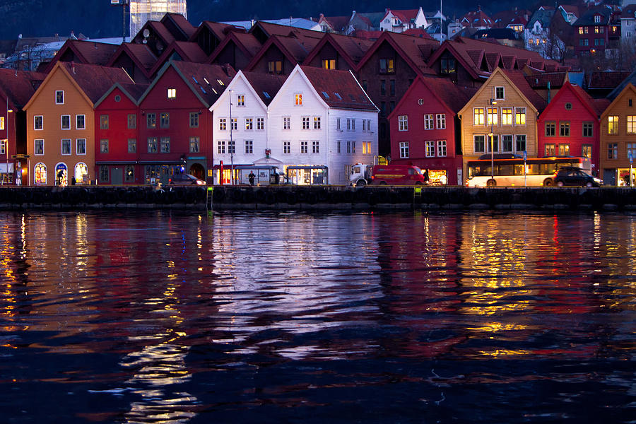 Colorful Reflection Of Bryggen Bergen Photograph by Anna A. Krømcke