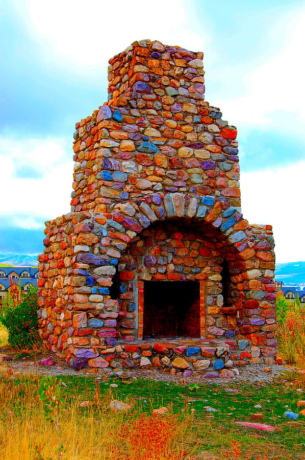 Colorful Rock Fireplace Photograph by Holly Blunkall