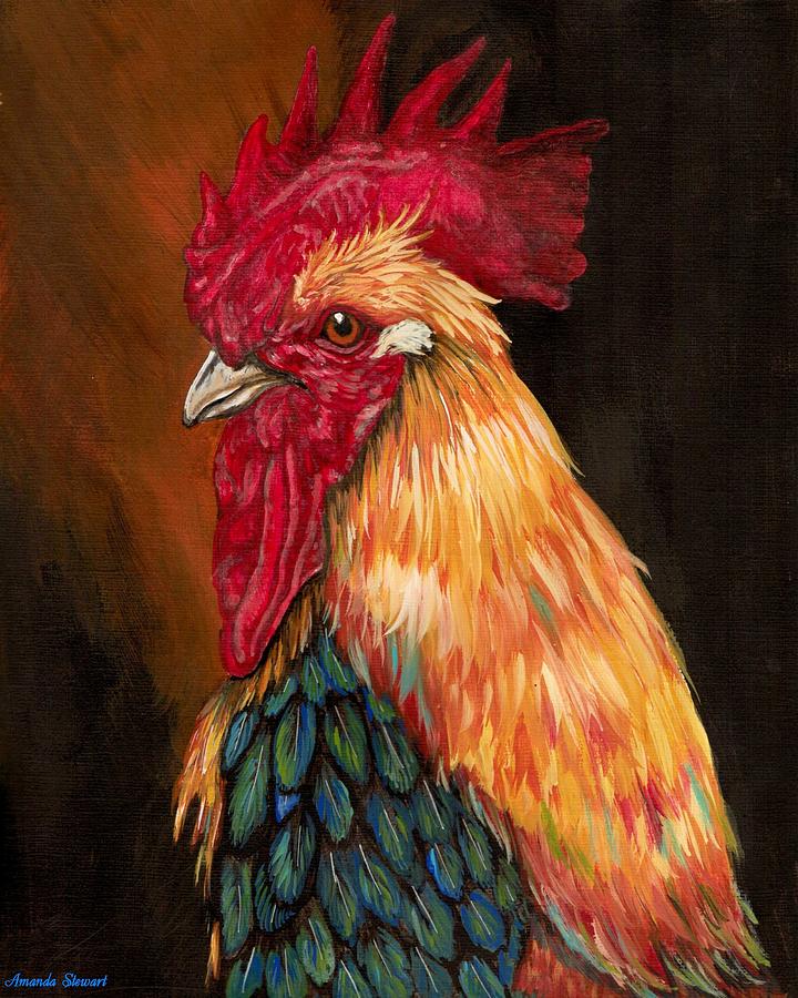 Rooster Painting - Colorful Rooster by Amanda Hukill