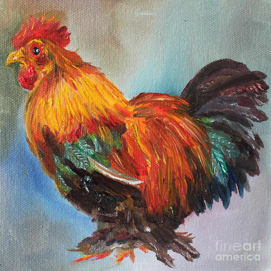 Rooster Painting - Colorful Rooster by Kristine Kainer