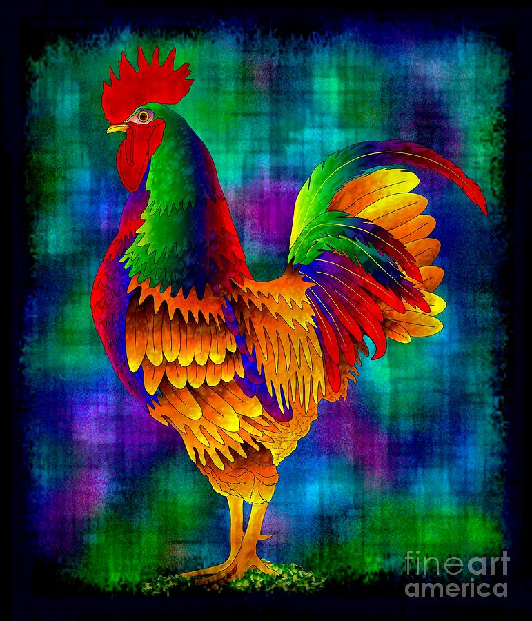 Colorful Rooster Digital Art by Maurisca Sardju