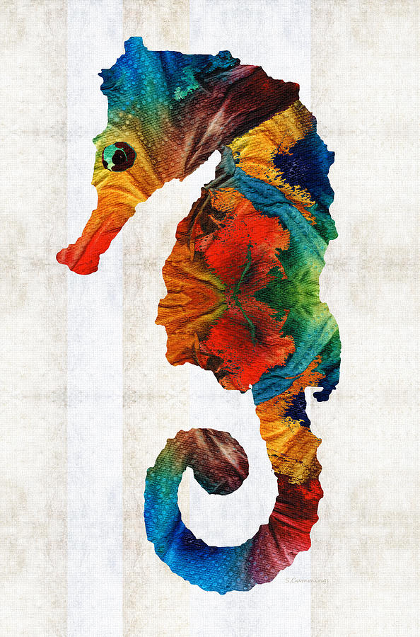 Seahorse Painting - Colorful Seahorse Art by Sharon Cummings by Sharon Cummings