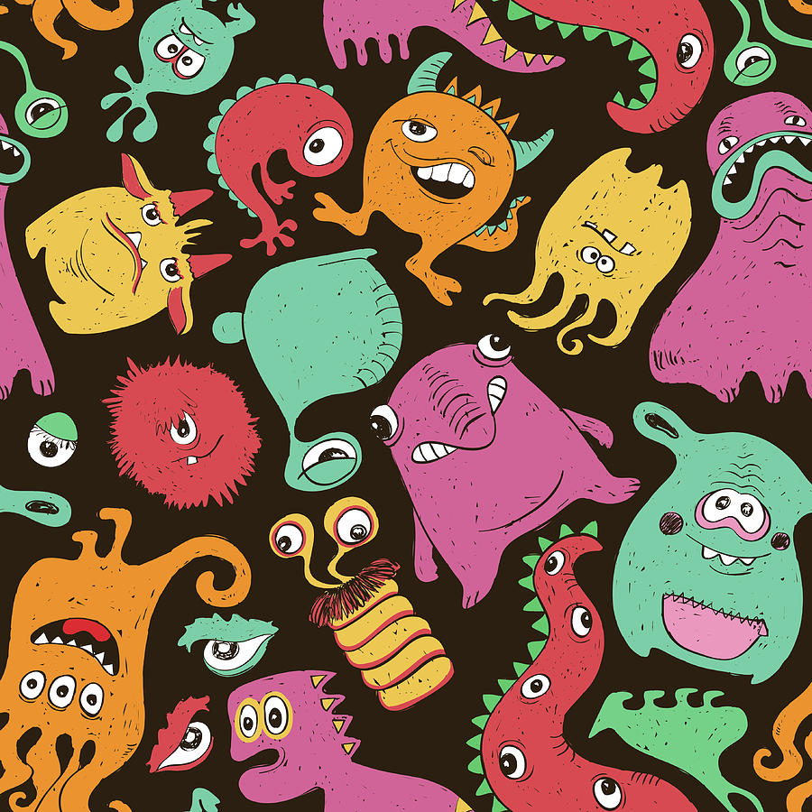 Colorful Seamless Pattern With Funny Digital Art by Annykos