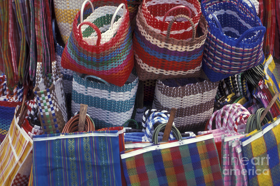 COLORFUL SHOPPING BAGS Mexico Photograph by John  Mitchell