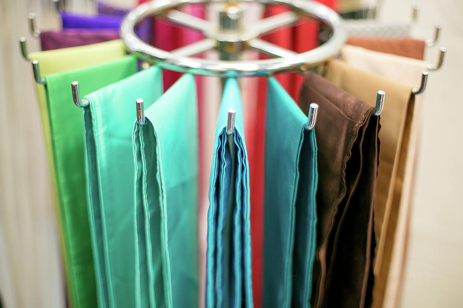 Colorful Silk Sashes On A Rack Photograph by Jennifer M. Ramos