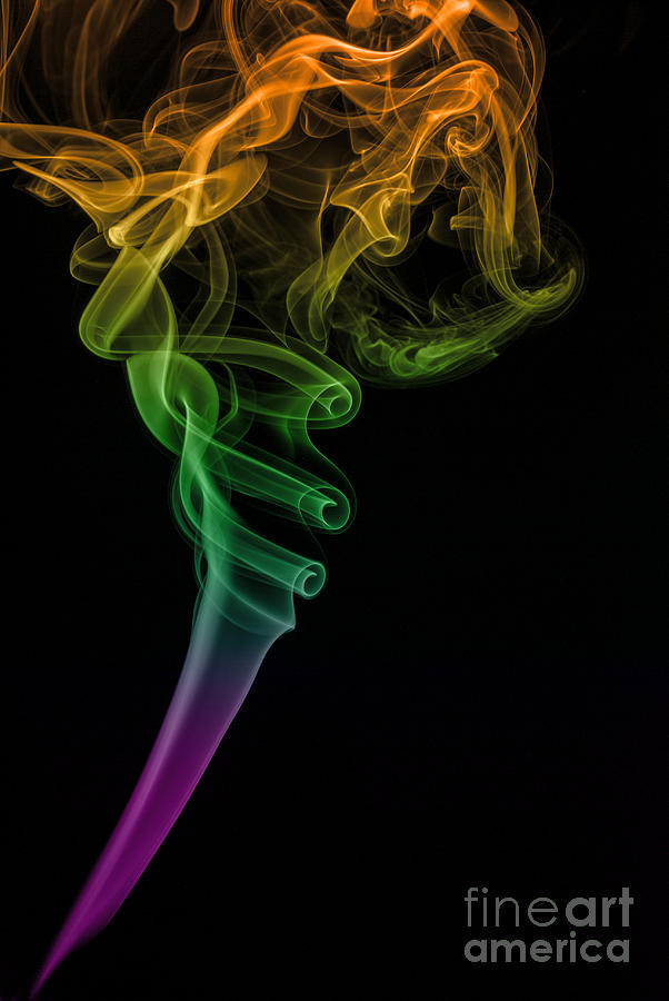 Abstract Photograph - Colorful smoke abstract on black by Vishwanath Bhat