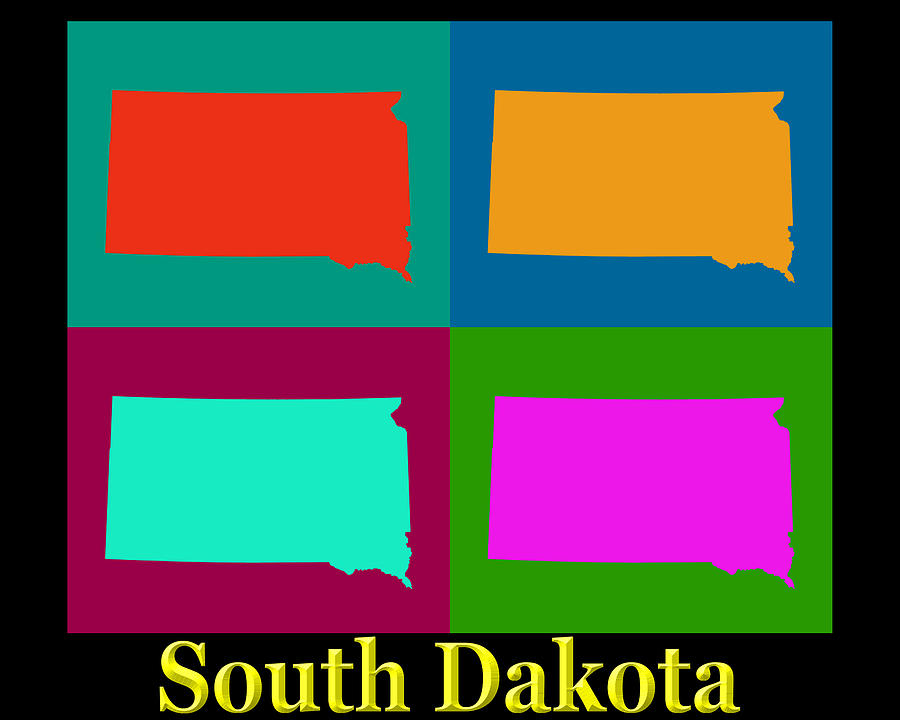 Map Photograph - Colorful South Dakota Pop Art Map by Keith Webber Jr