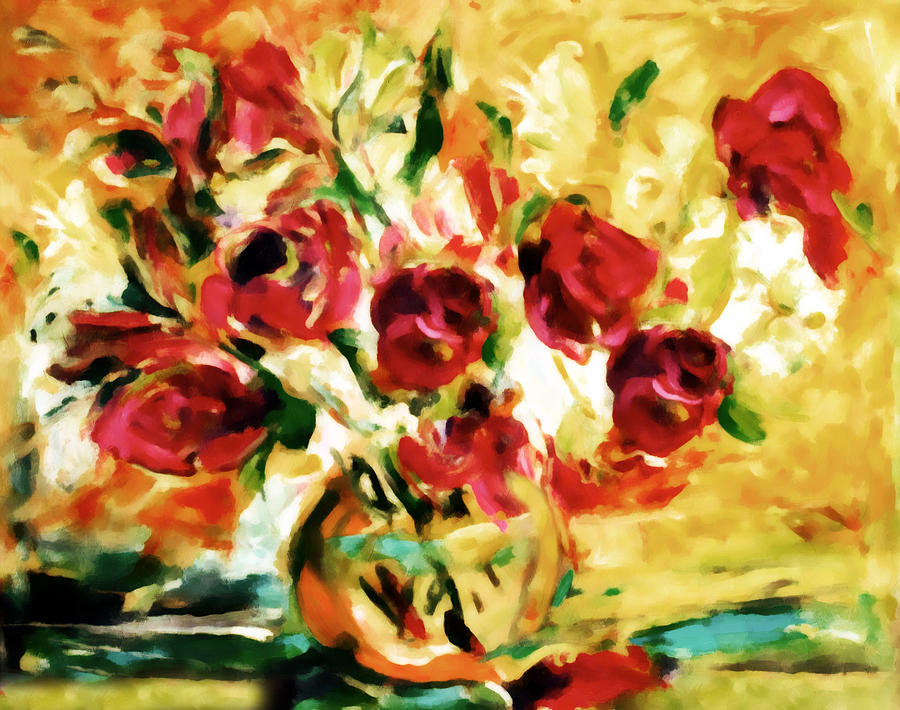 Abstract Painting - Colorful Spring Bouquet - Abstract  by Georgiana Romanovna